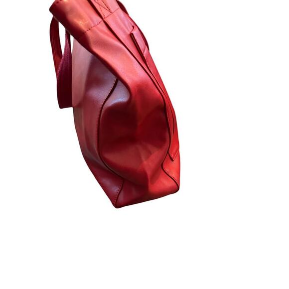 Red Leather Tote Bag handbag purse - Picture 11 of 13